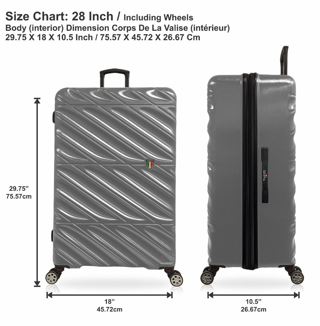 TUCCI Italy SPECIALI 4 Piece (20", 28", 30", 32") Detachable Spinner Wheel Suitcase Set GREY image 6