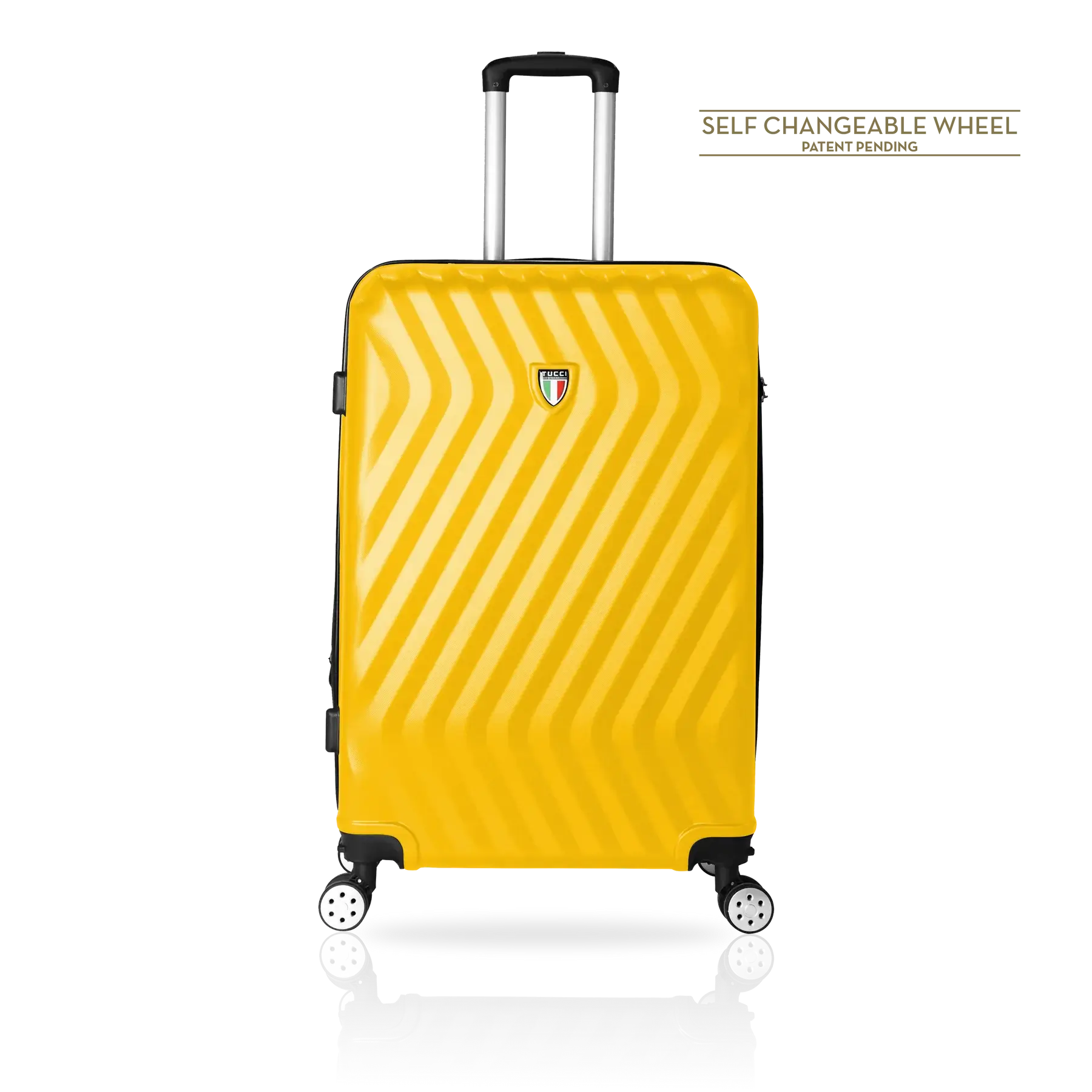 Tucci Italy Mutevole (20", 28", 30", 32") 4 Piece Set Spinner Travel Suitcase - Mustard Yellow, 32" image