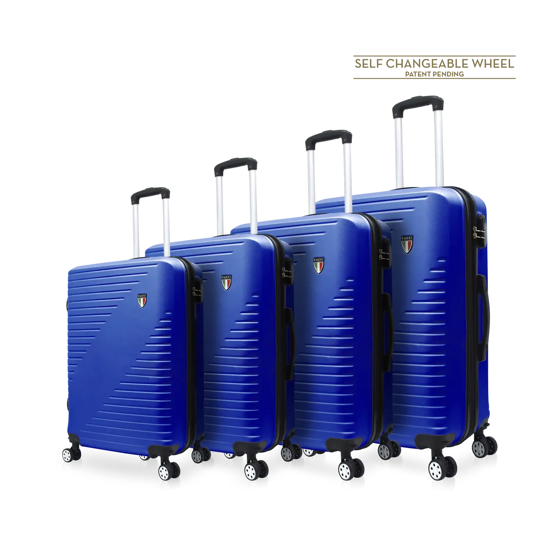Tucci Italy Percorso (20", 28", 30", 32") Hard Shell Travel Luggage Suitcase - Blue, 4 Piece Set image