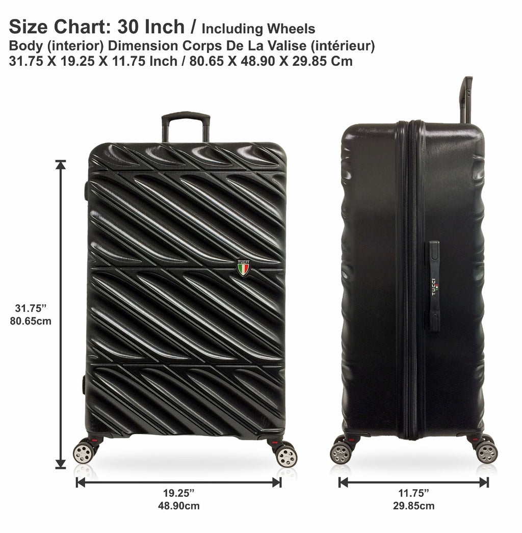TUCCI Italy SPECIALI 4 Piece (20", 28", 30", 32") Detachable Spinner Wheel Suitcase Set BLACK image 10