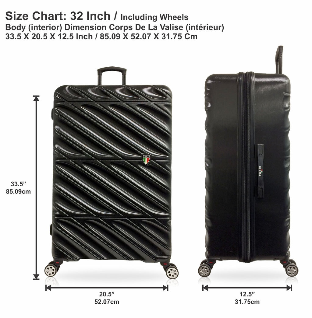 TUCCI Italy SPECIALI 4 Piece (20", 28", 30", 32") Detachable Spinner Wheel Suitcase Set BLACK image 7