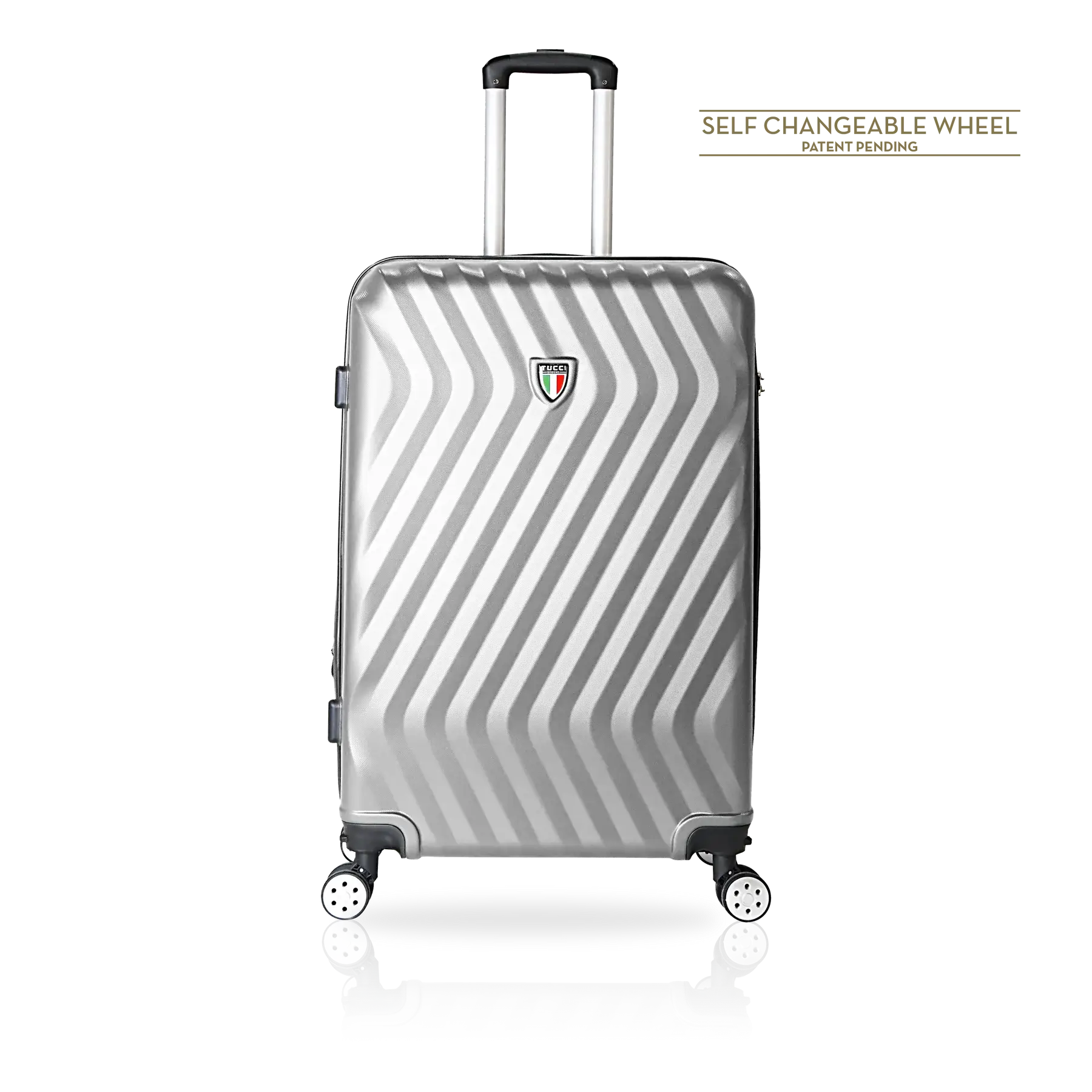 Tucci Italy Mutevole (20", 28", 30", 32") 4 Piece Set Spinner Travel Suitcase - Silver, 32" image