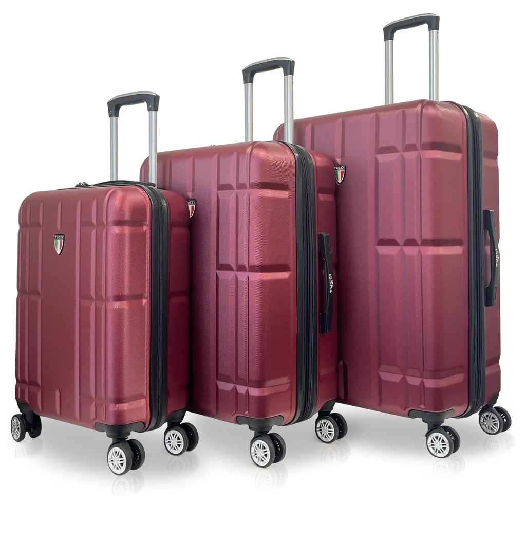 Tucci Italy Spostarsi ABS (20", 24", 28") 3 PC Luggage Suitcase Set - Maroon, 3 Piece Set image