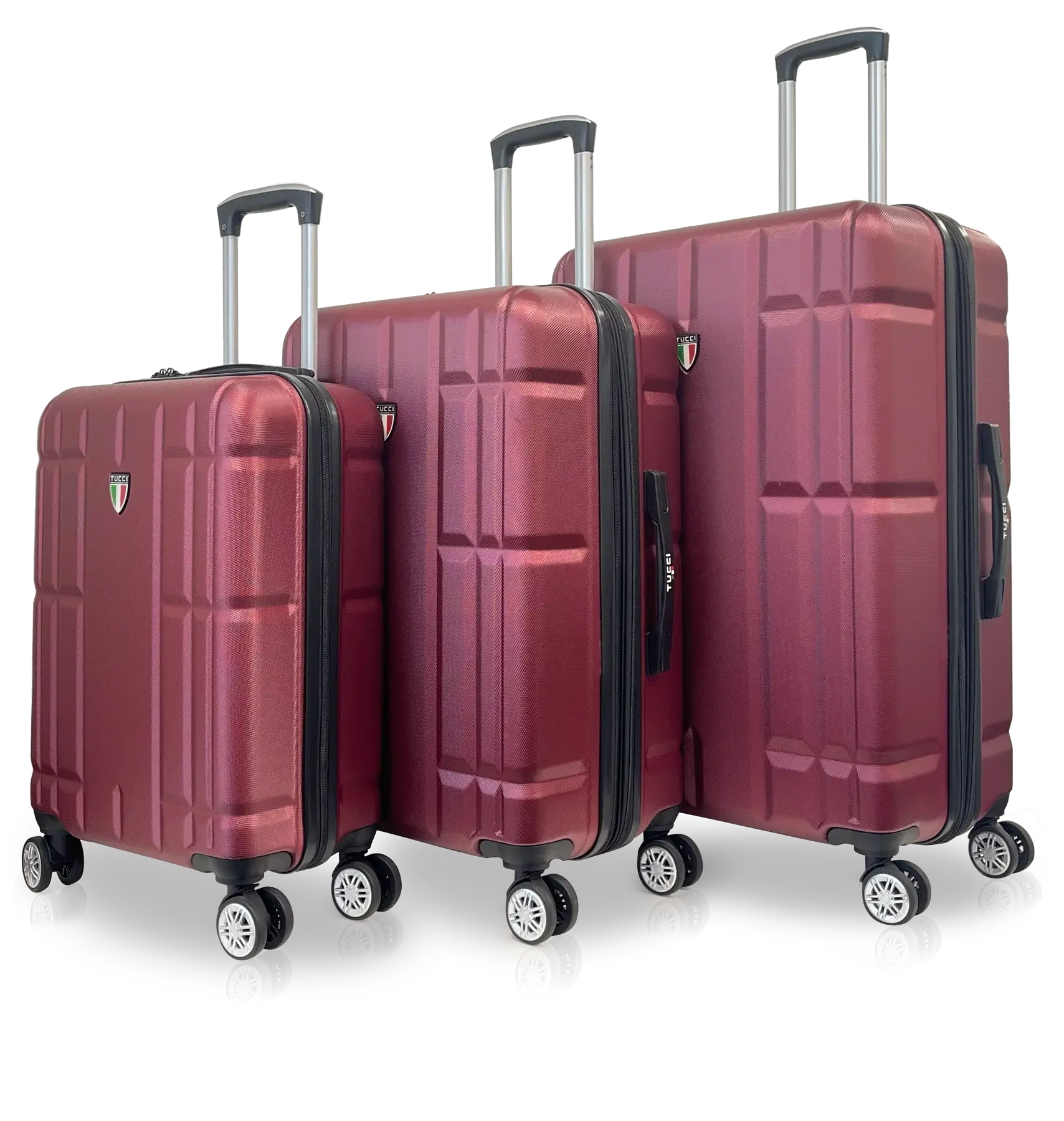 Tucci Italy Spostarsi ABS (20", 24", 28") 3 PC Luggage Suitcase Set - Maroon, 3 Piece Set image