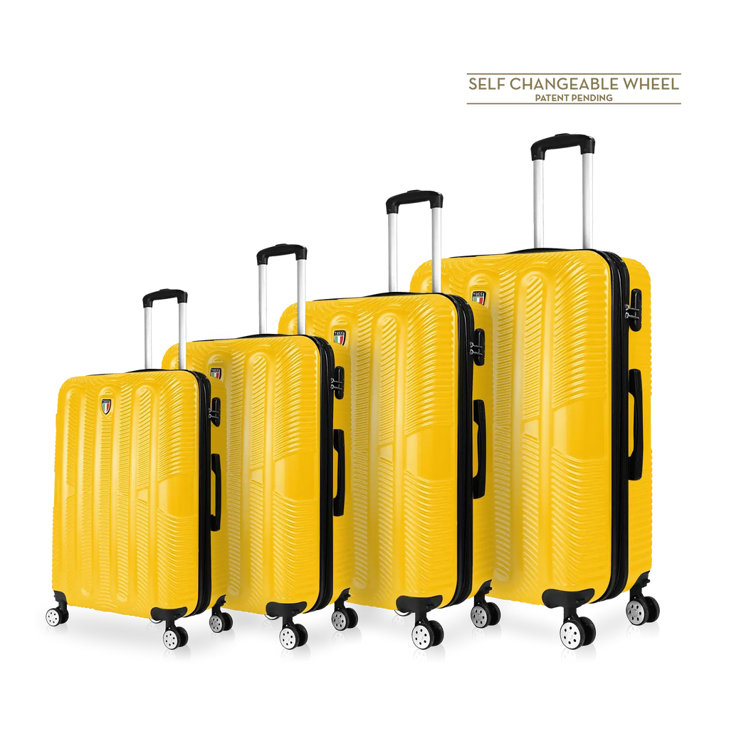 TUCCI Italy SPECIALI 4 Piece (20", 28", 30", 32") Detachable Spinner Wheel Suitcase Set - Mustard Yellow, 4 Piece Set image