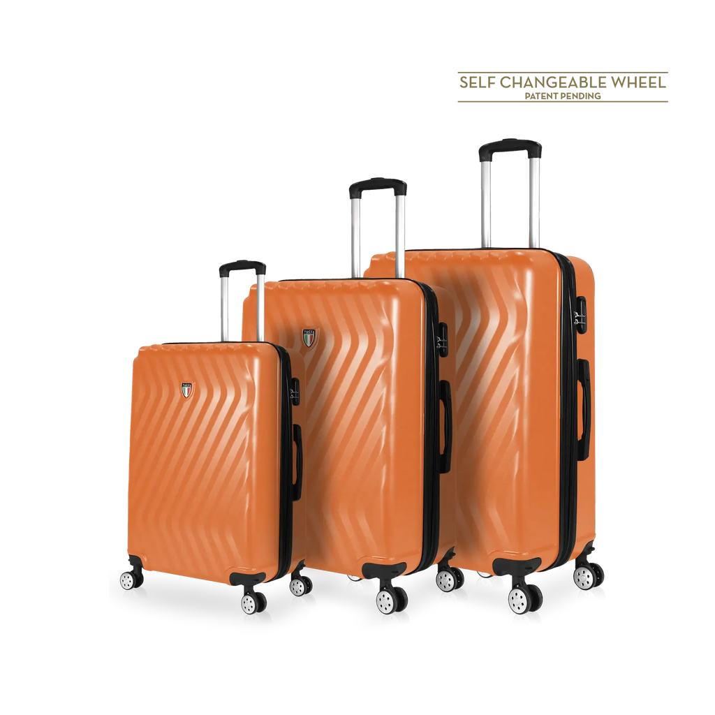 TUCCI Italy MUTEVOLE 3 Piece (20", 28", 30") Detachable Spinner Wheel Suitcase Set - Orange, 3 Piece Set image