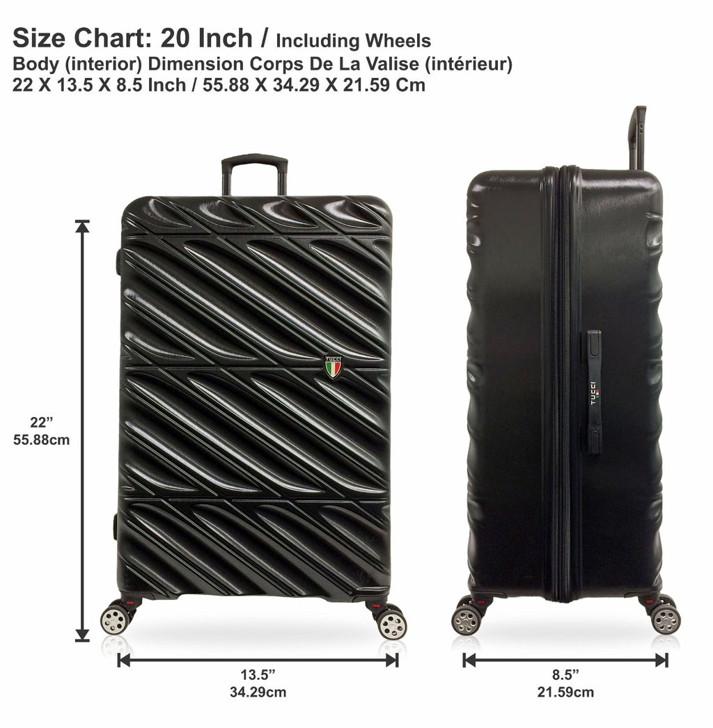TUCCI Italy SPECIALI 4 Piece (20", 28", 30", 32") Detachable Spinner Wheel Suitcase Set BLACK image 9
