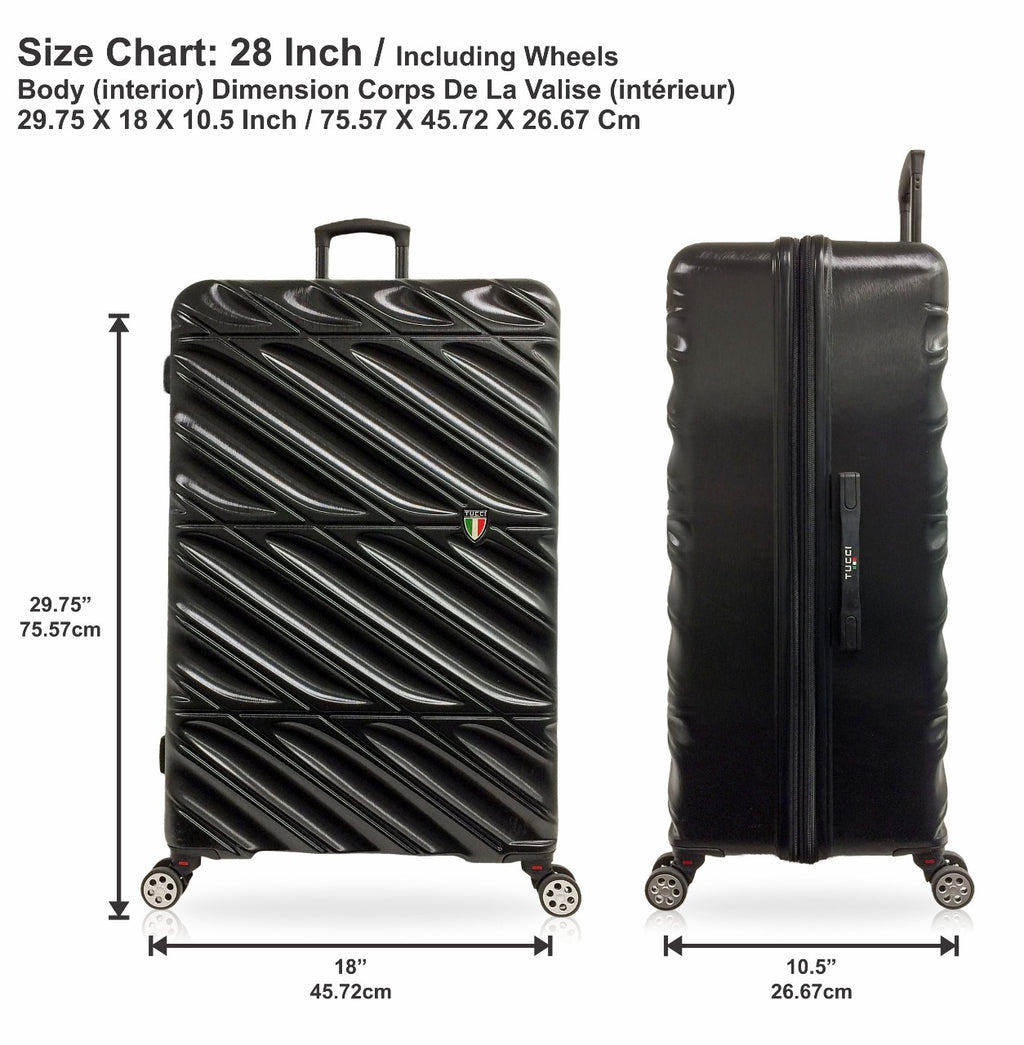 TUCCI Italy SPECIALI 4 Piece (20", 28", 30", 32") Detachable Spinner Wheel Suitcase Set BLACK image 8