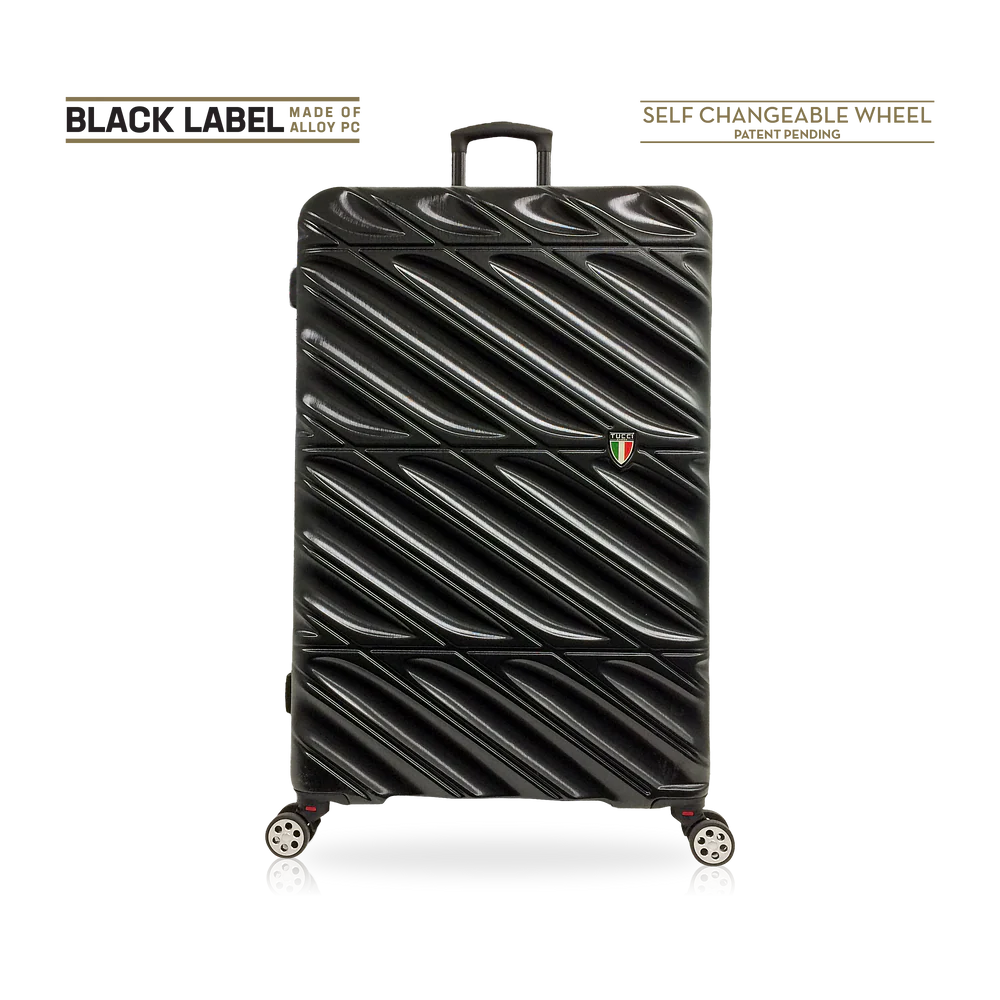 TUCCI Italy SPECIALI 4 Piece (20", 28", 30", 32") Detachable Spinner Wheel Suitcase Set BLACK image 1
