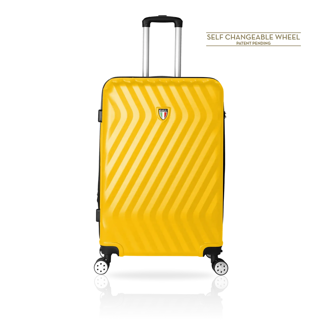 Tucci Italy Mutevole (20", 28", 30", 32") 4 Piece Set Spinner Travel Suitcase - Mustard Yellow, 28 image