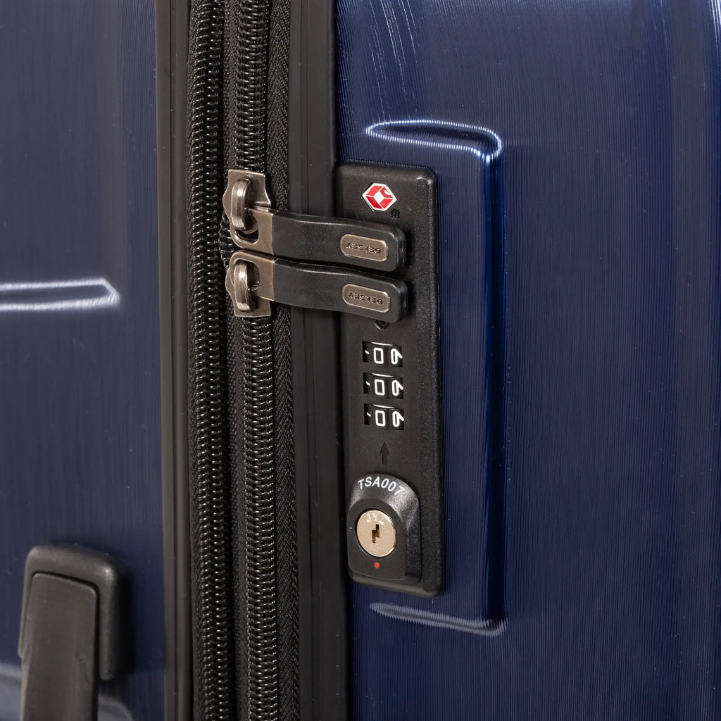 Delsey Chrometec Hardside Spinner Carry on Luggage Navy image 3