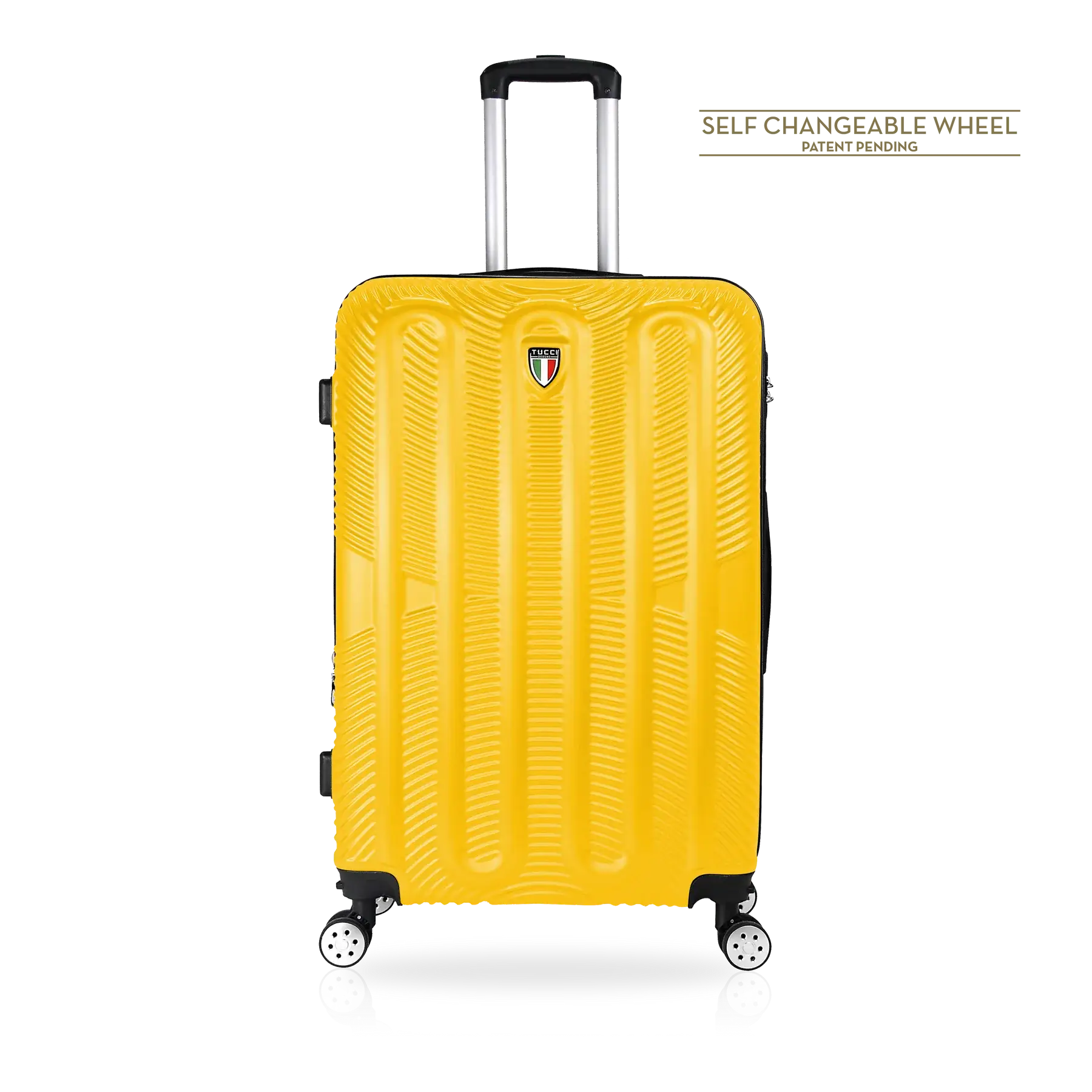 TUCCI Italy SPECIALI 4 Piece (20", 28", 30", 32") Detachable Spinner Wheel Suitcase Set - Mustard Yellow, 32" image
