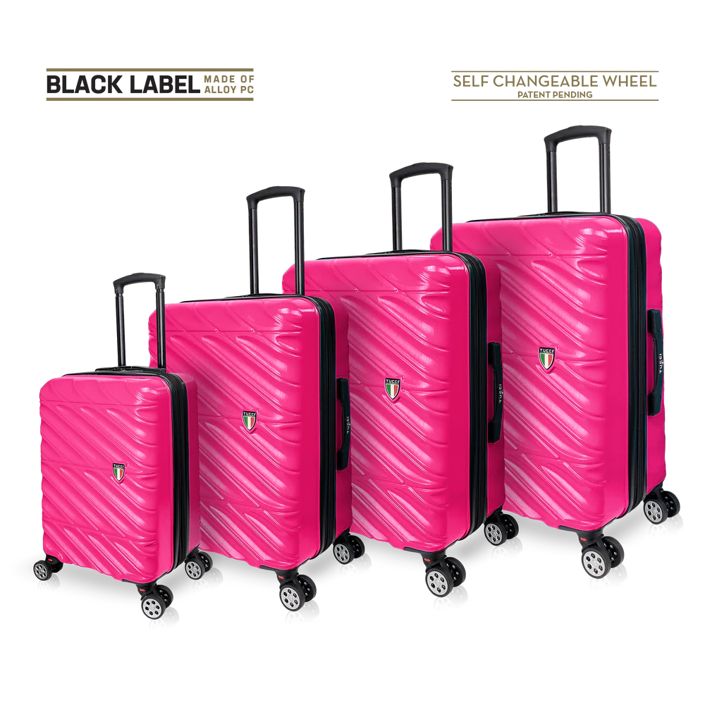 TUCCI Italy SPECIALI 4 Piece (20", 28", 30", 32") Detachable Spinner Wheel Suitcase Set Fuchsia image 5