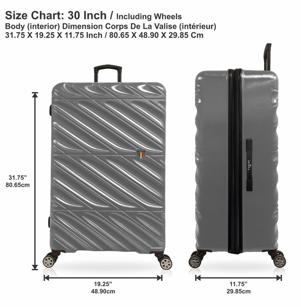 TUCCI Italy SPECIALI 4 Piece (20", 28", 30", 32") Detachable Spinner Wheel Suitcase Set GREY image 5