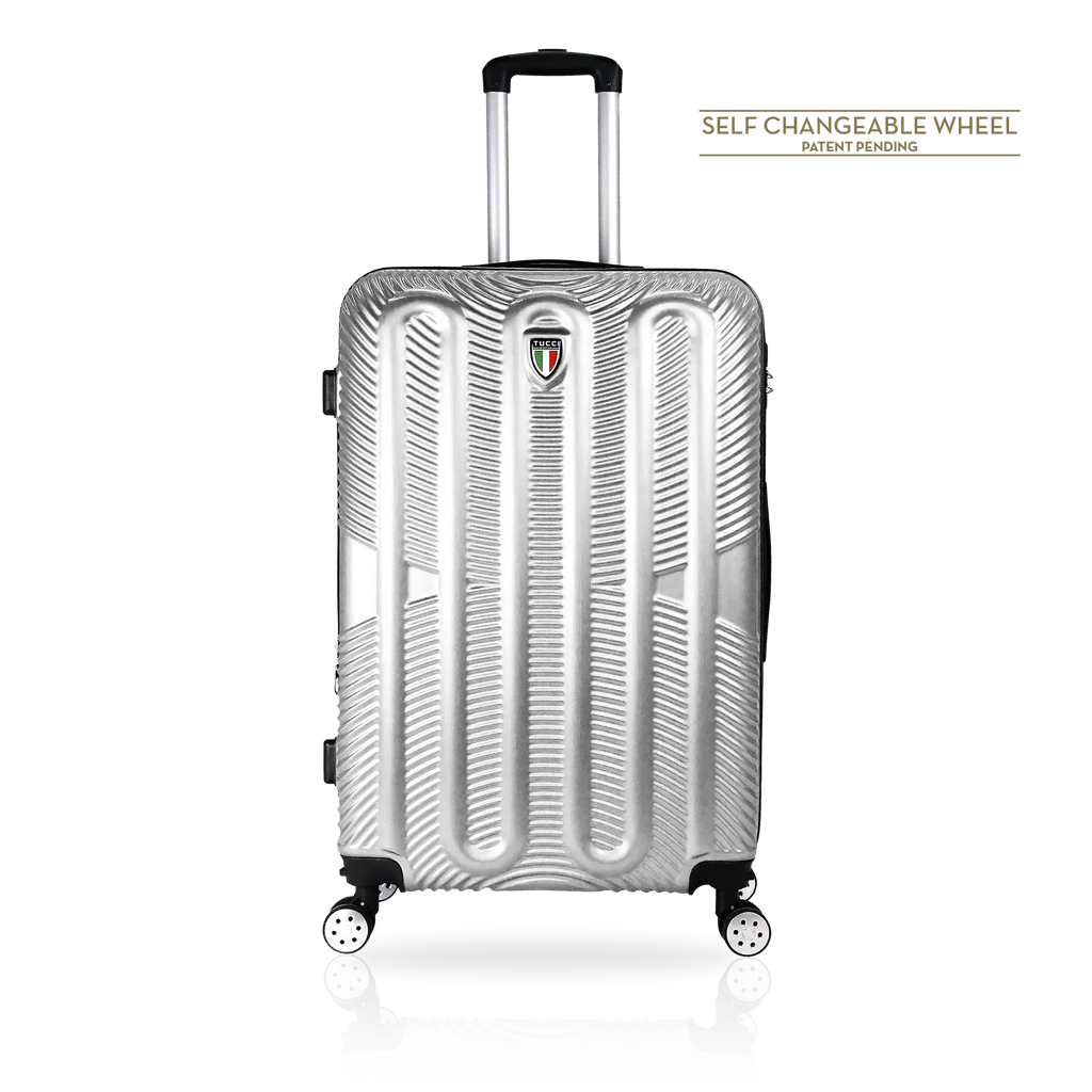 TUCCI Italy SPECIALI 4 Piece (20", 28", 30", 32") Detachable Spinner Wheel Suitcase Set - Silver, 20" image