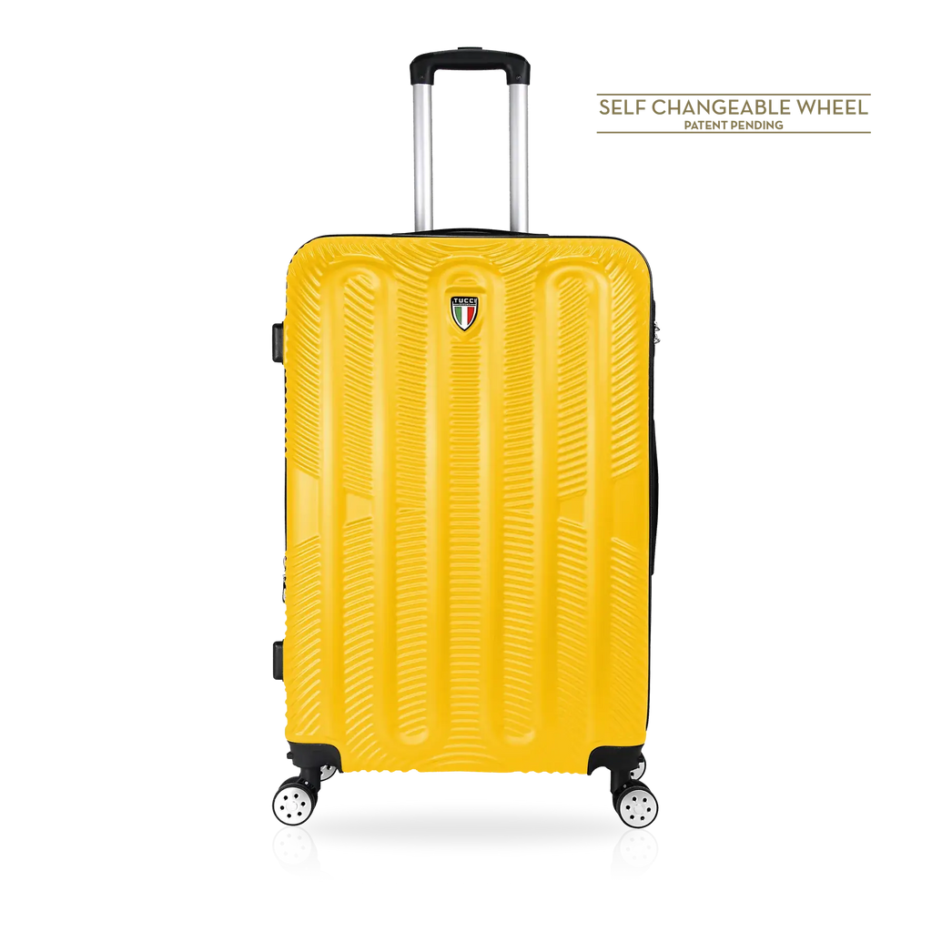 TUCCI Italy SPECIALI 4 Piece (20", 28", 30", 32") Detachable Spinner Wheel Suitcase Set - Mustard Yellow, 30 image