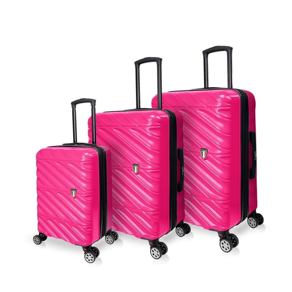TUCCI Italy 3pcs Hard Shell Suitcase Set Fuschia image 0