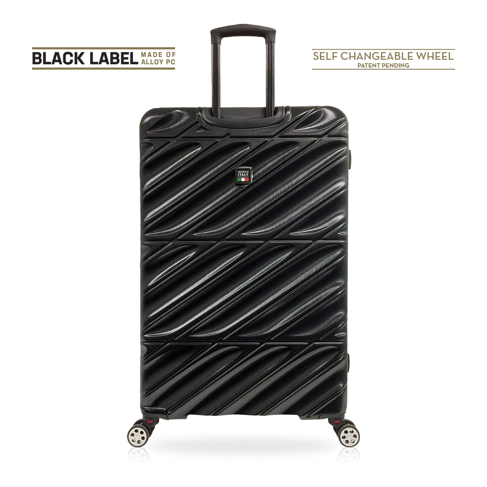 TUCCI Italy SPECIALI 4 Piece (20", 28", 30", 32") Detachable Spinner Wheel Suitcase Set BLACK image 2