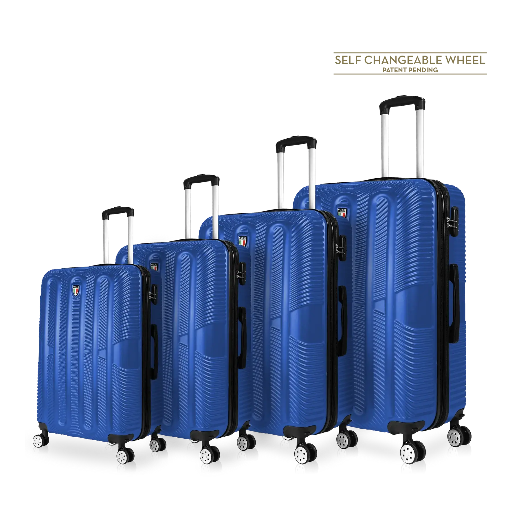 TUCCI Italy SPECIALI 4 Piece (20", 28", 30", 32") Detachable Spinner Wheel Suitcase Set - Blue, 4 Piece Set image