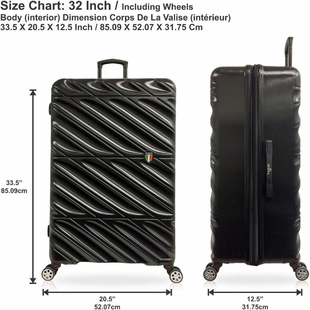 TUCCI Italian Special Detachable Spinner Wheel Suitcase black
