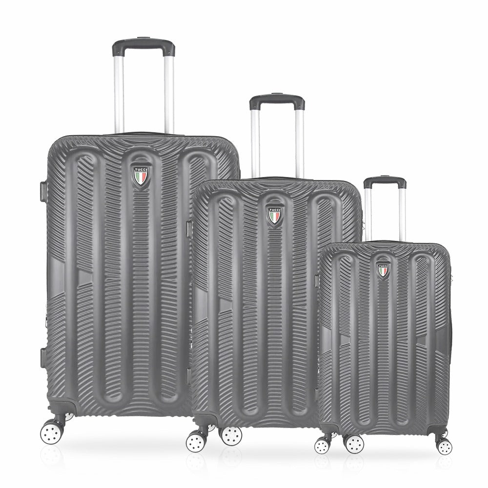 TUCCI Italy 3pcs Hard Shell Suitcase Set Charcoal image 0