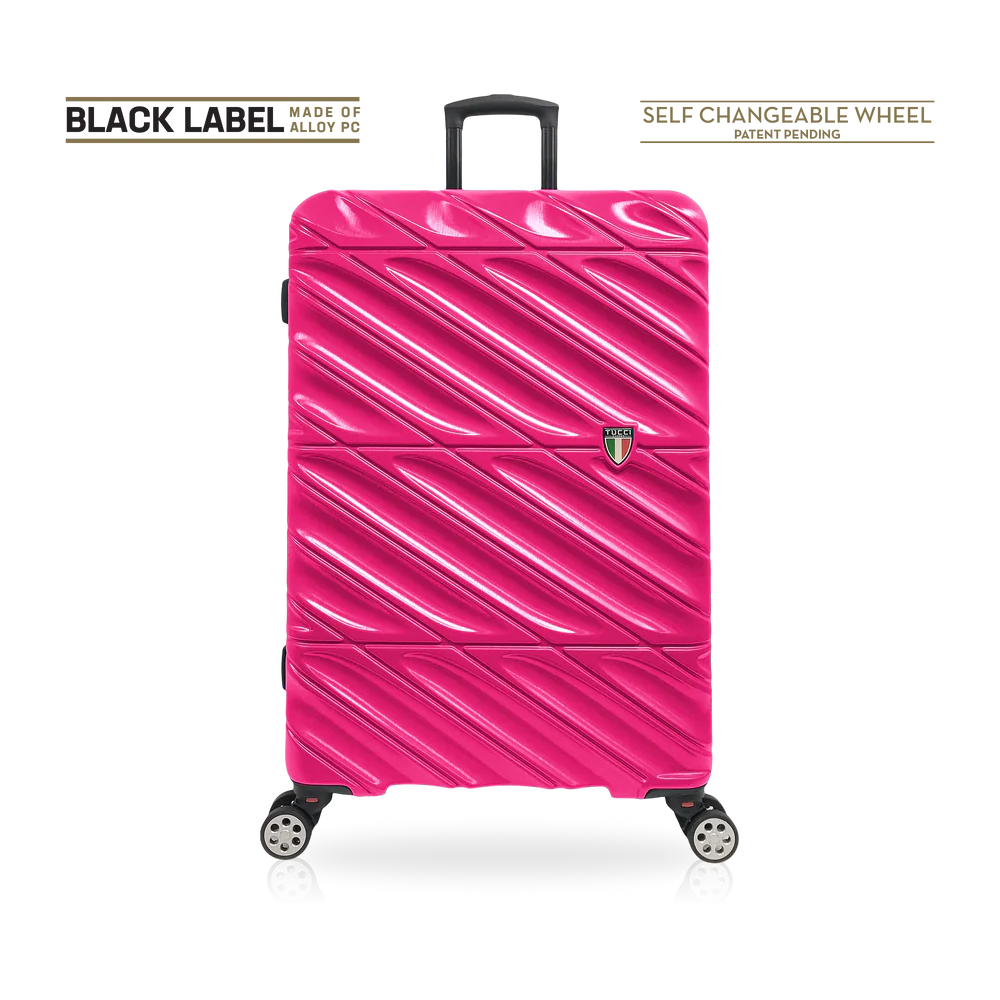 Tucci Italian 2pcs Hard side Luggage Set 28" checked + 20"Carry on Fuschia image 1
