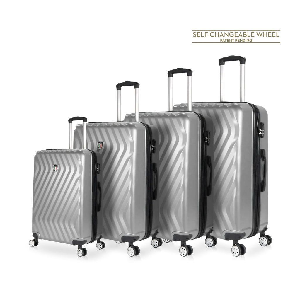 Tucci Italy Mutevole (20", 28", 30", 32") 4 Piece Set Spinner Travel Suitcase - Silver, 4 Piece Set image