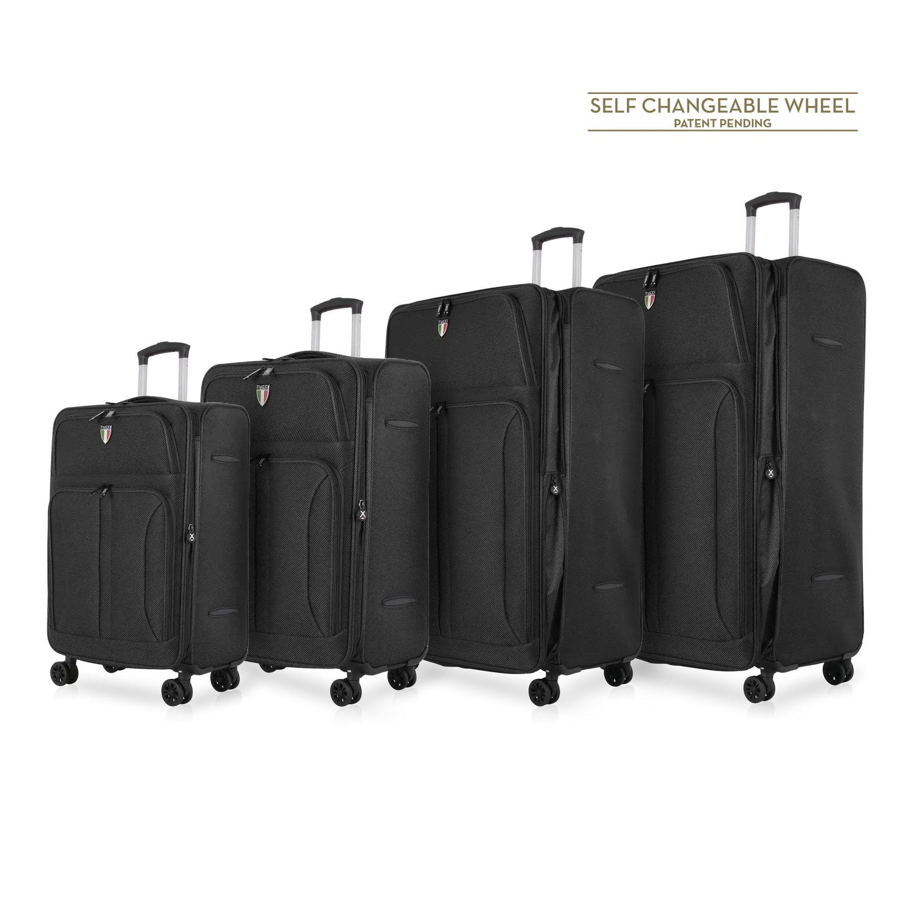 Tucci Softside Luggage - Black, 4 Piece Set image