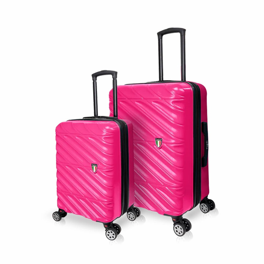 Tucci Italian 2pcs Hard side Luggage Set 28" checked + 20"Carry on Fuschia image 0