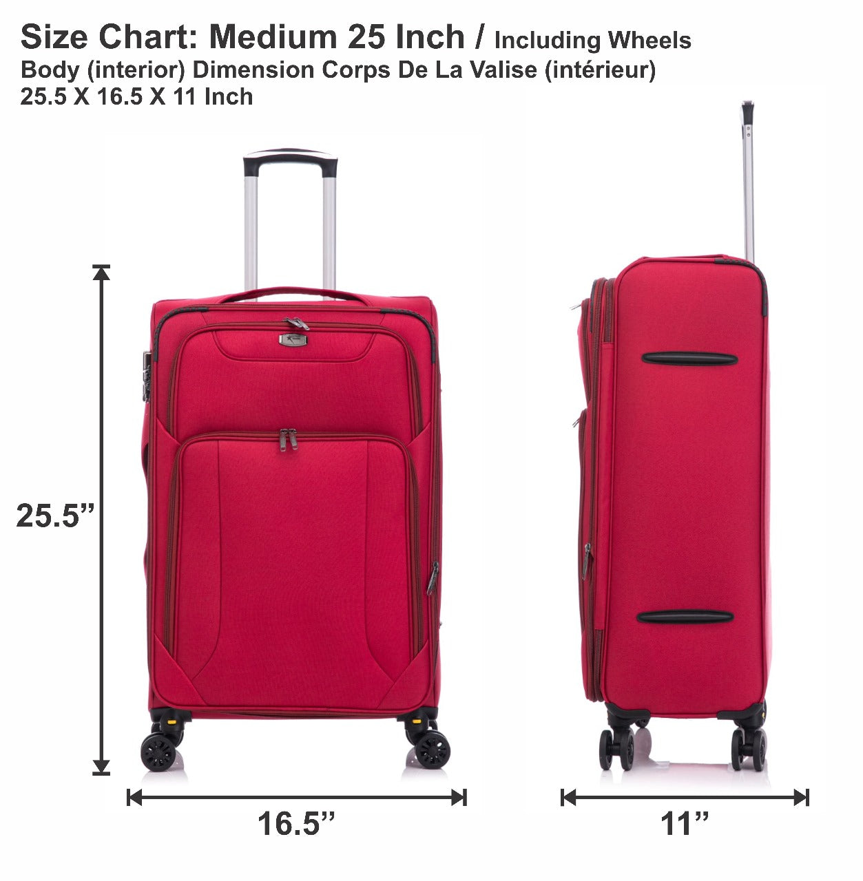 American Traveller 4 Piece Soft side Luggage Set Red image 13