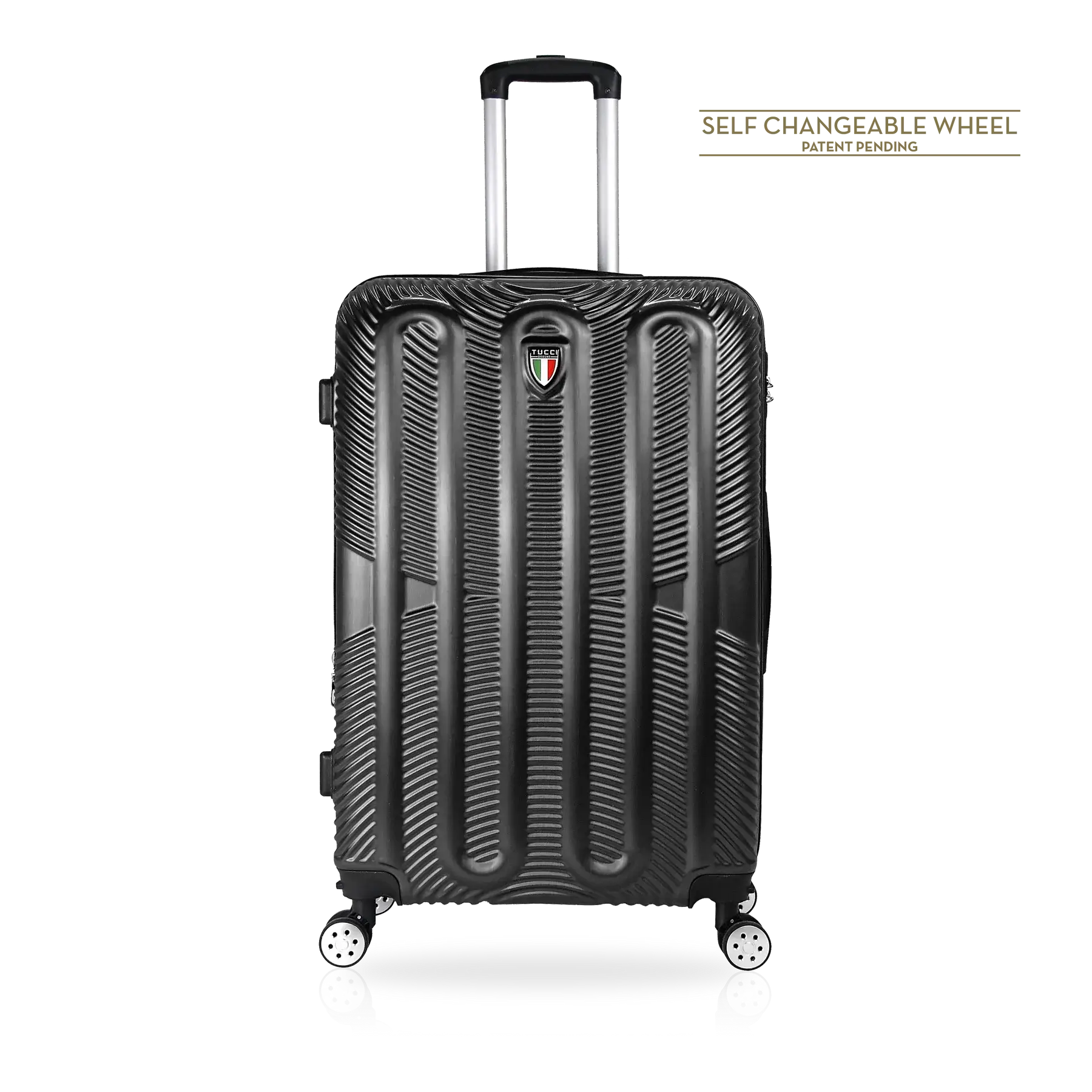 TUCCI Italy SPECIALI 4 Piece (20", 28", 30", 32") Detachable Spinner Wheel Suitcase Set - Black, 32" image