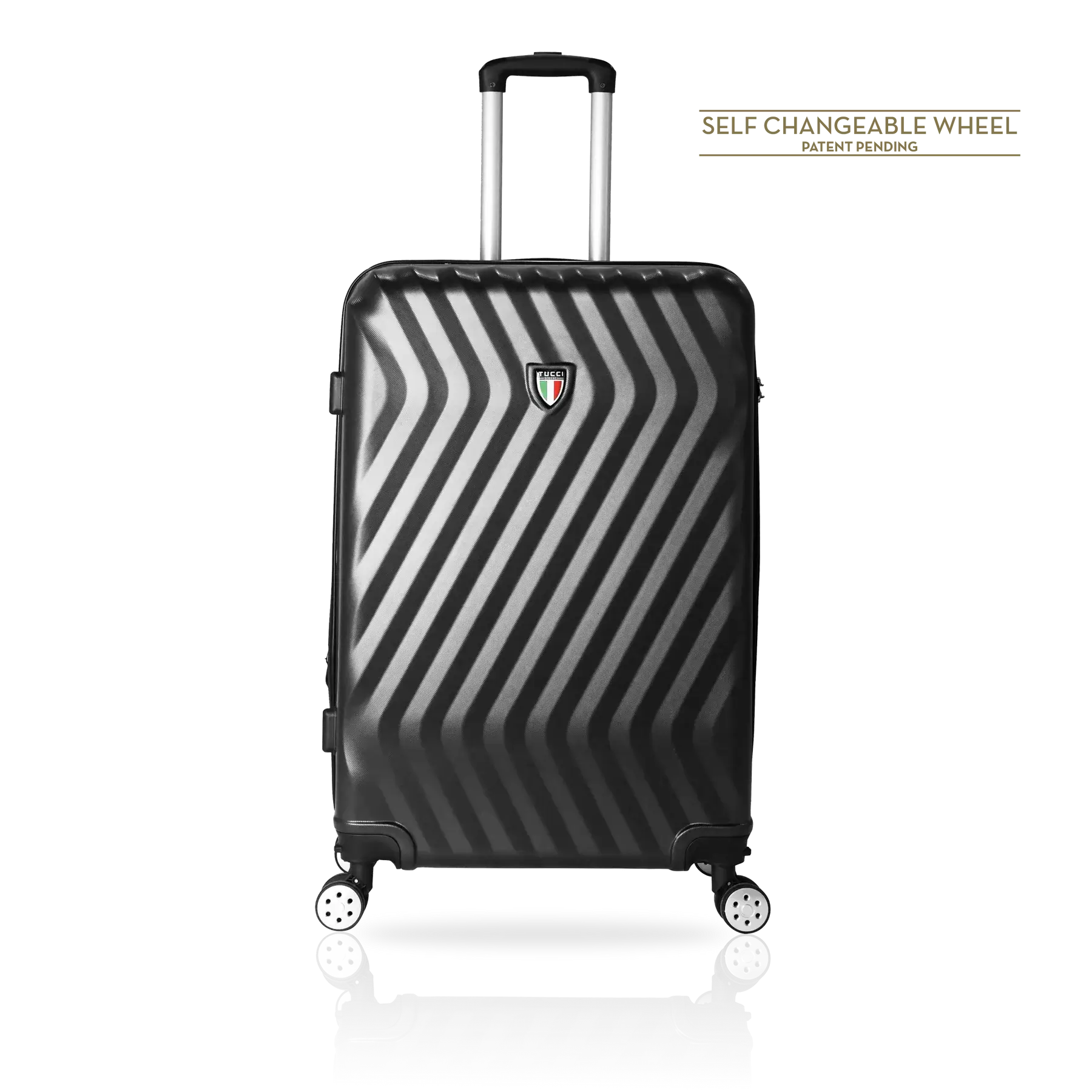 Tucci Italy Mutevole (20", 28", 30", 32") 4 Piece Set Spinner Travel Suitcase - Black, 28 image