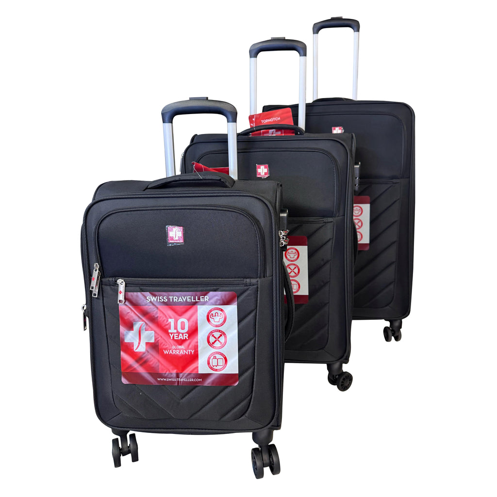 Swiss travel 3 Piece Soft side Luggage Set BLK image 2