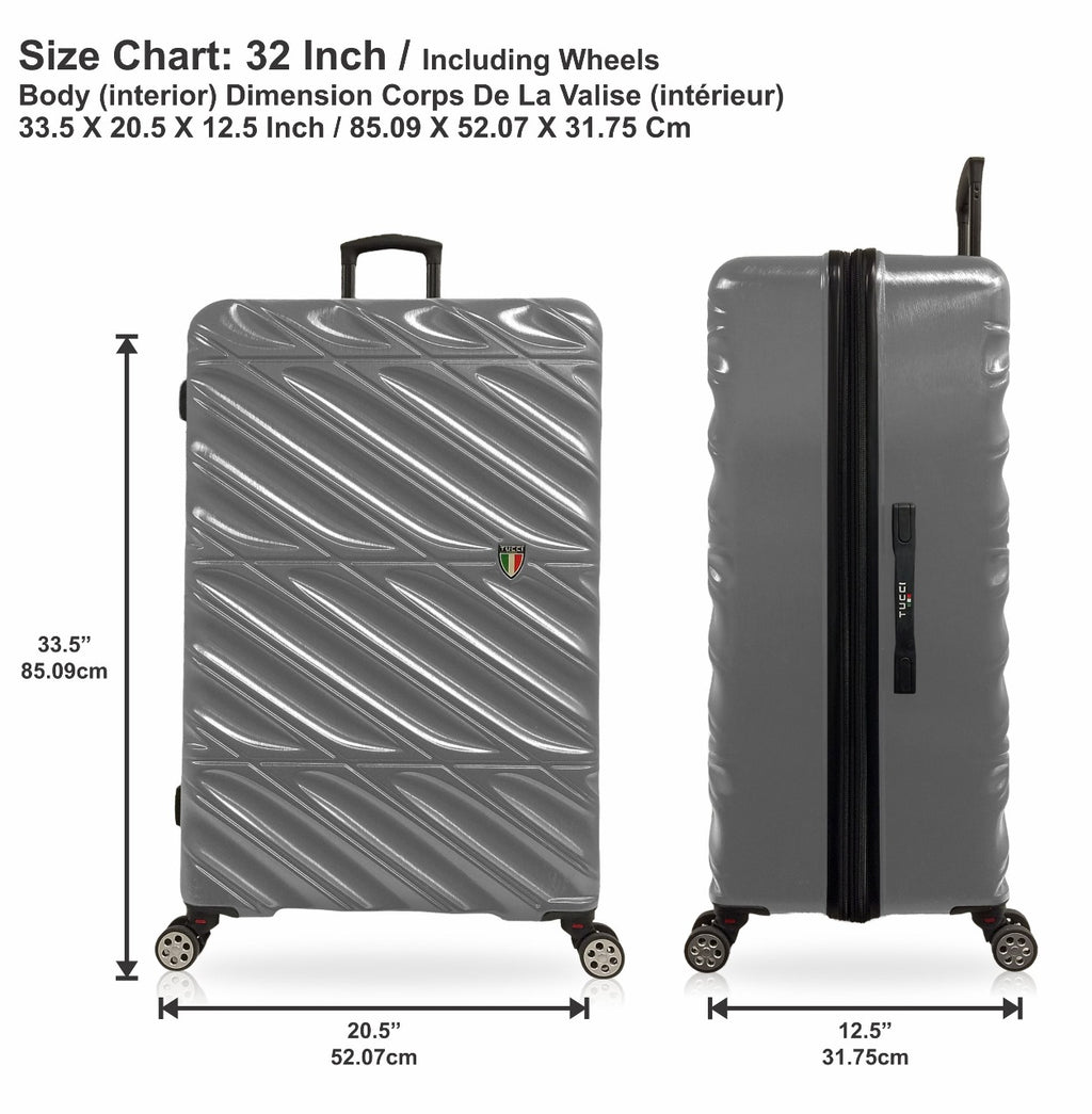 TUCCI Italy SPECIALI 4 Piece (20", 28", 30", 32") Detachable Spinner Wheel Suitcase Set GREY image 8