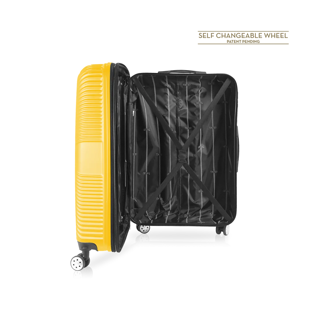 Tucci Hardtop Checked Luggage 30" Inch Large Yellow image 3