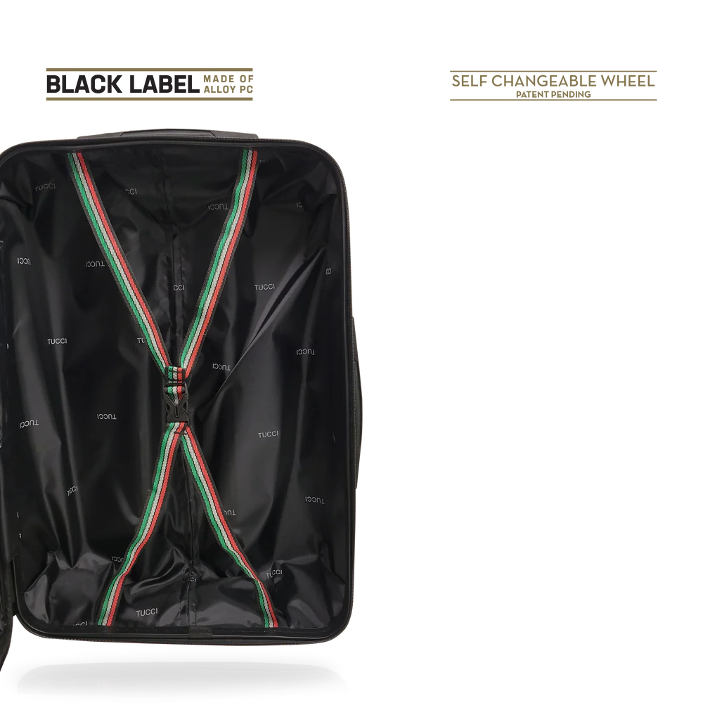 TUCCI Italy SPECIALI 4 Piece (20", 28", 30", 32") Detachable Spinner Wheel Suitcase Set BLACK image 3