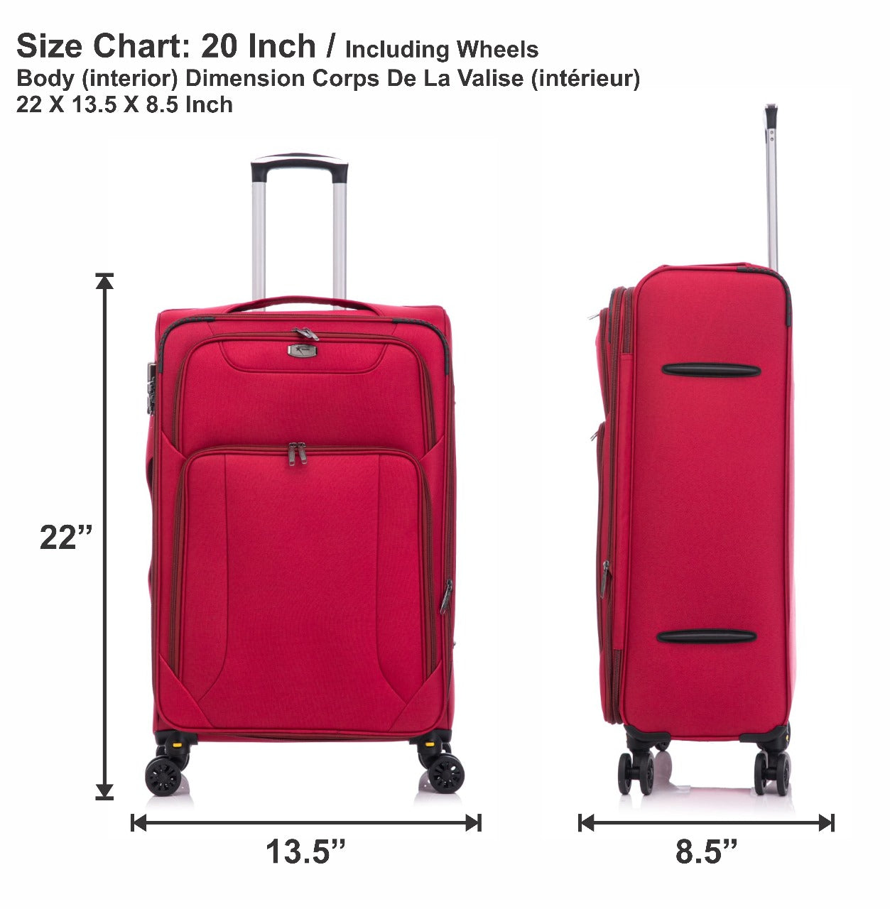 American Traveller 4 Piece Soft side Luggage Set Red image 14