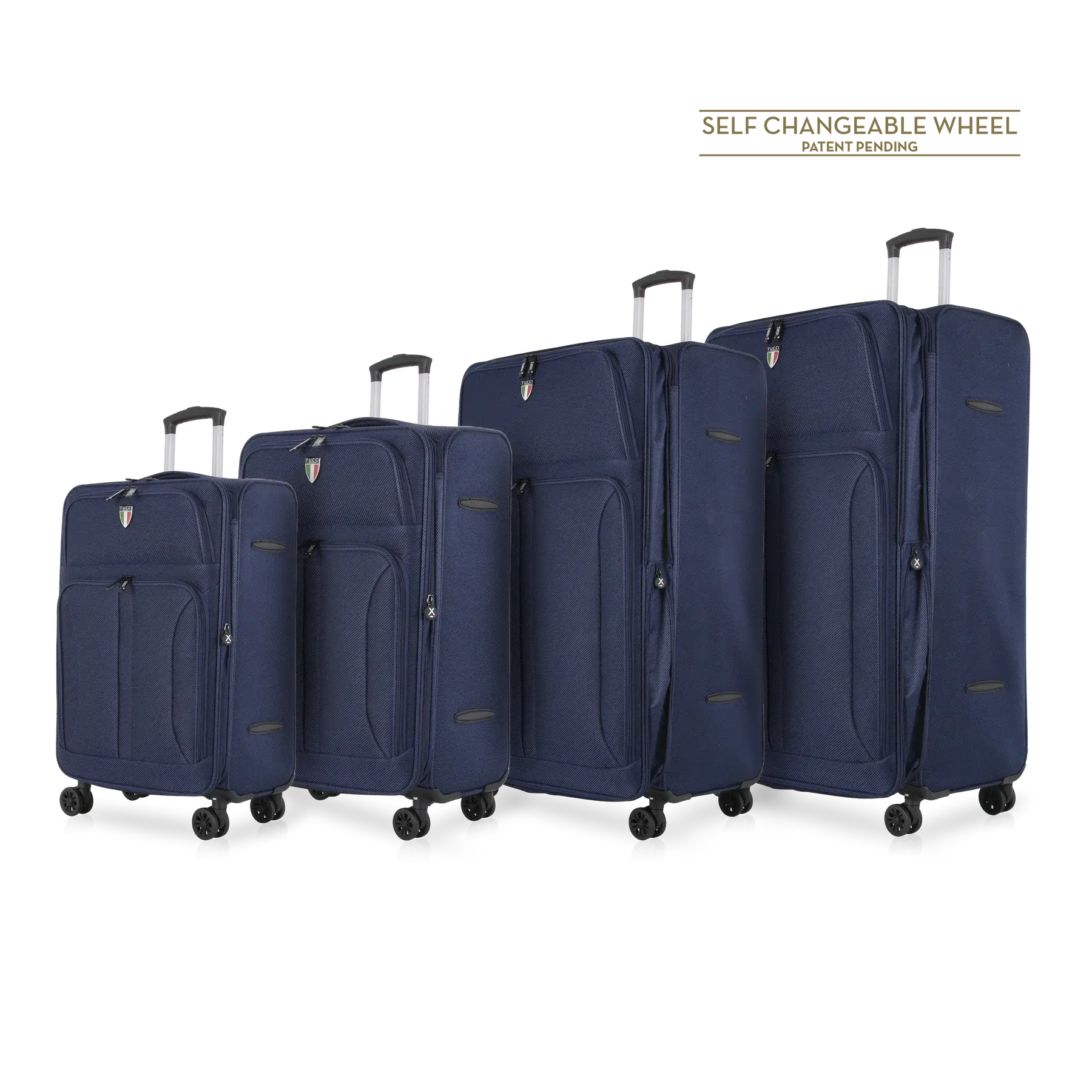 Tucci Softside Luggage - Navy Blue, 4 Piece Set image
