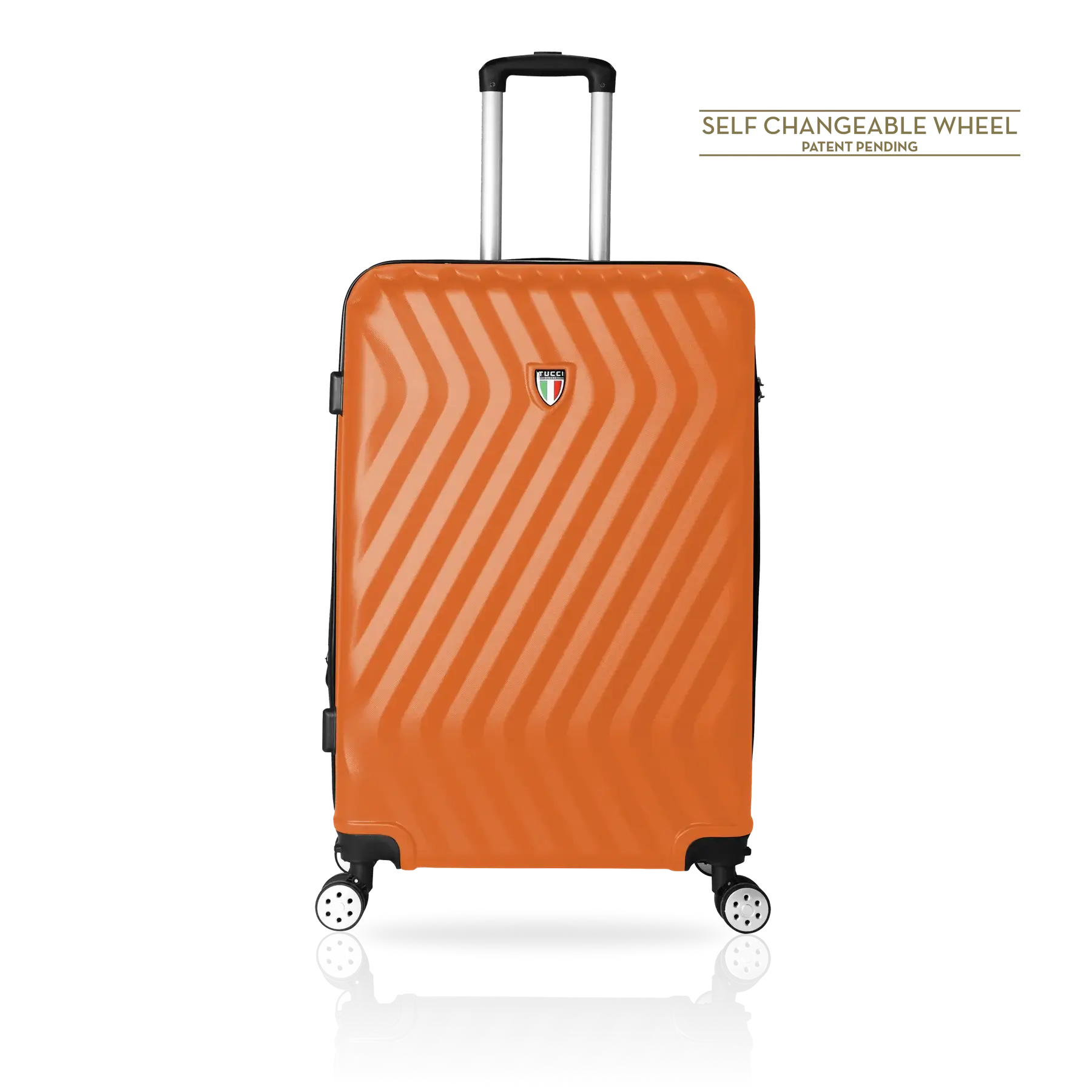 Tucci Italy Mutevole (20", 28", 30", 32") 4 Piece Set Spinner Travel Suitcase - Orange, 32" image