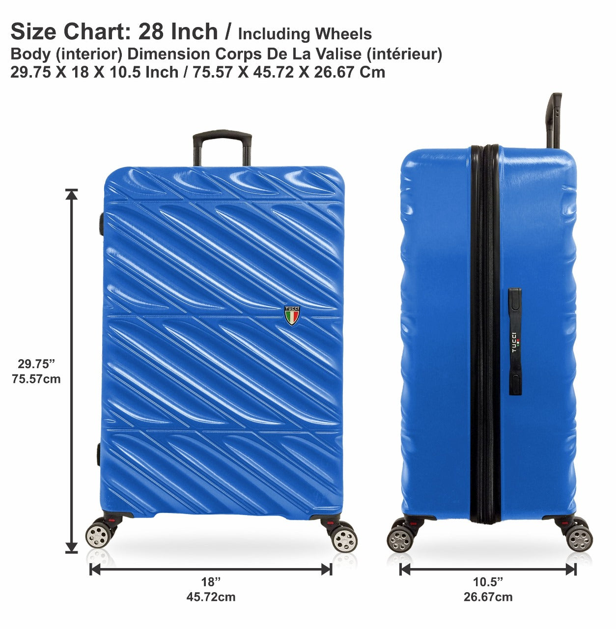 TUCCI Italy SPECIALI 4 Piece (20", 28", 30", 32") Detachable Spinner Wheel Suitcase Set BLUE image 8