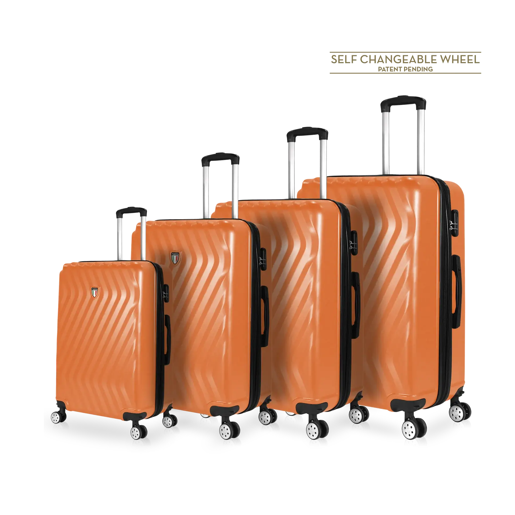 Tucci Italy Mutevole (20", 28", 30", 32") 4 Piece Set Spinner Travel Suitcase - Orange, 4 Piece Set image